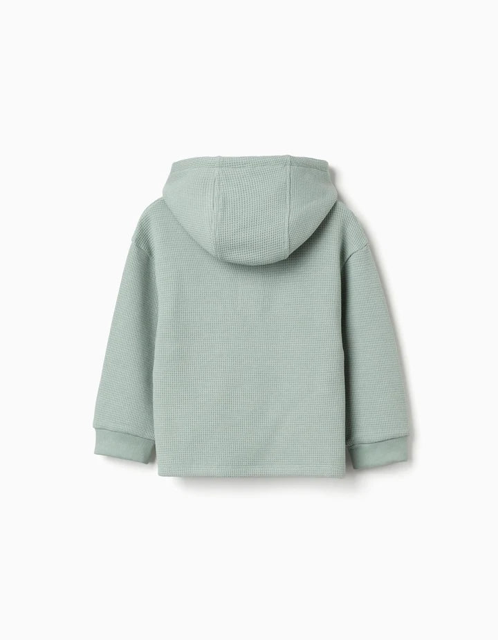 T-shirt com capuz e estampado para bebé menino, verde-claro