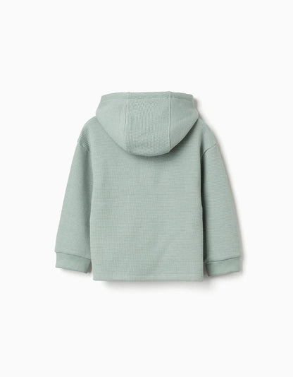 T-shirt com capuz e estampado para bebé menino, verde-claro