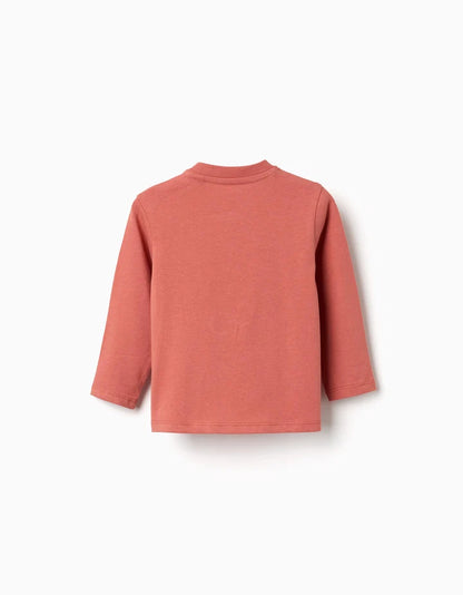 T-shirt de manga comprida com estampado Puzzle para bebé menino, terracota