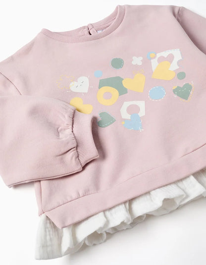 Fato de treino cardado com corações e bolinhas para bebé menina, lilás