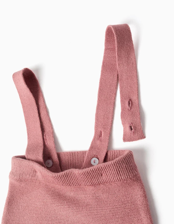 Body de algodão e calças de malha para recém-nascida, branco/rosa