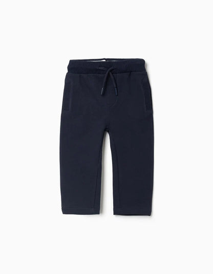 Calças de algodão com cordão para bebé menino, azul-marinho