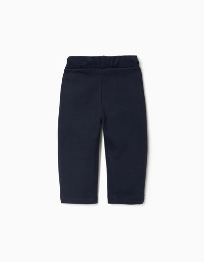 Calças de algodão com cordão para bebé menino, azul-marinho