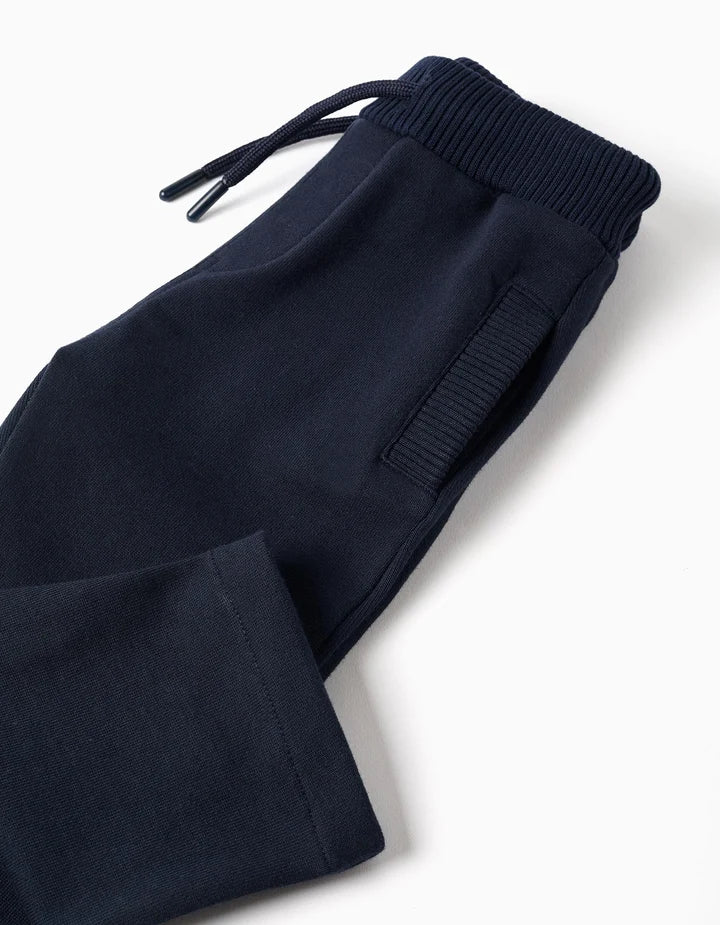 Calças de algodão com cordão para bebé menino, azul-marinho