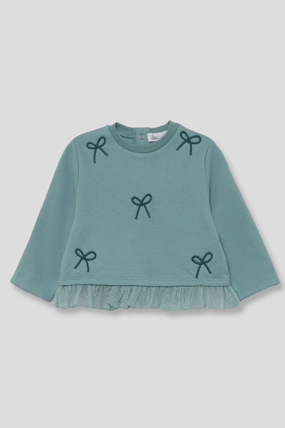 Camisola cardada com laço de menina