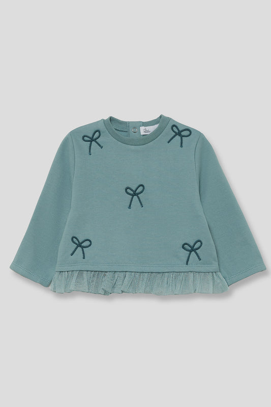 Camisola cardada com laço de menina