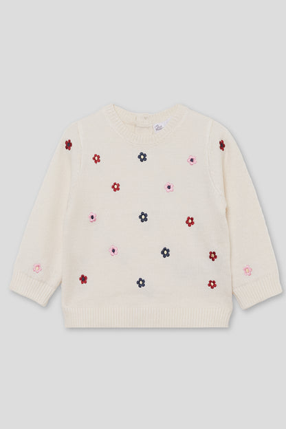 Camisola em malha de menina com flores