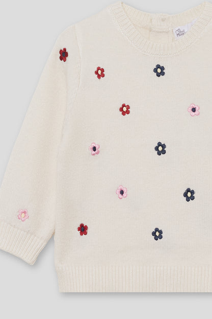 Camisola em malha de menina com flores
