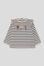 Camisola ás riscas com flores, bebé menina