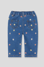 Calça de ganga com flores, bebé menina