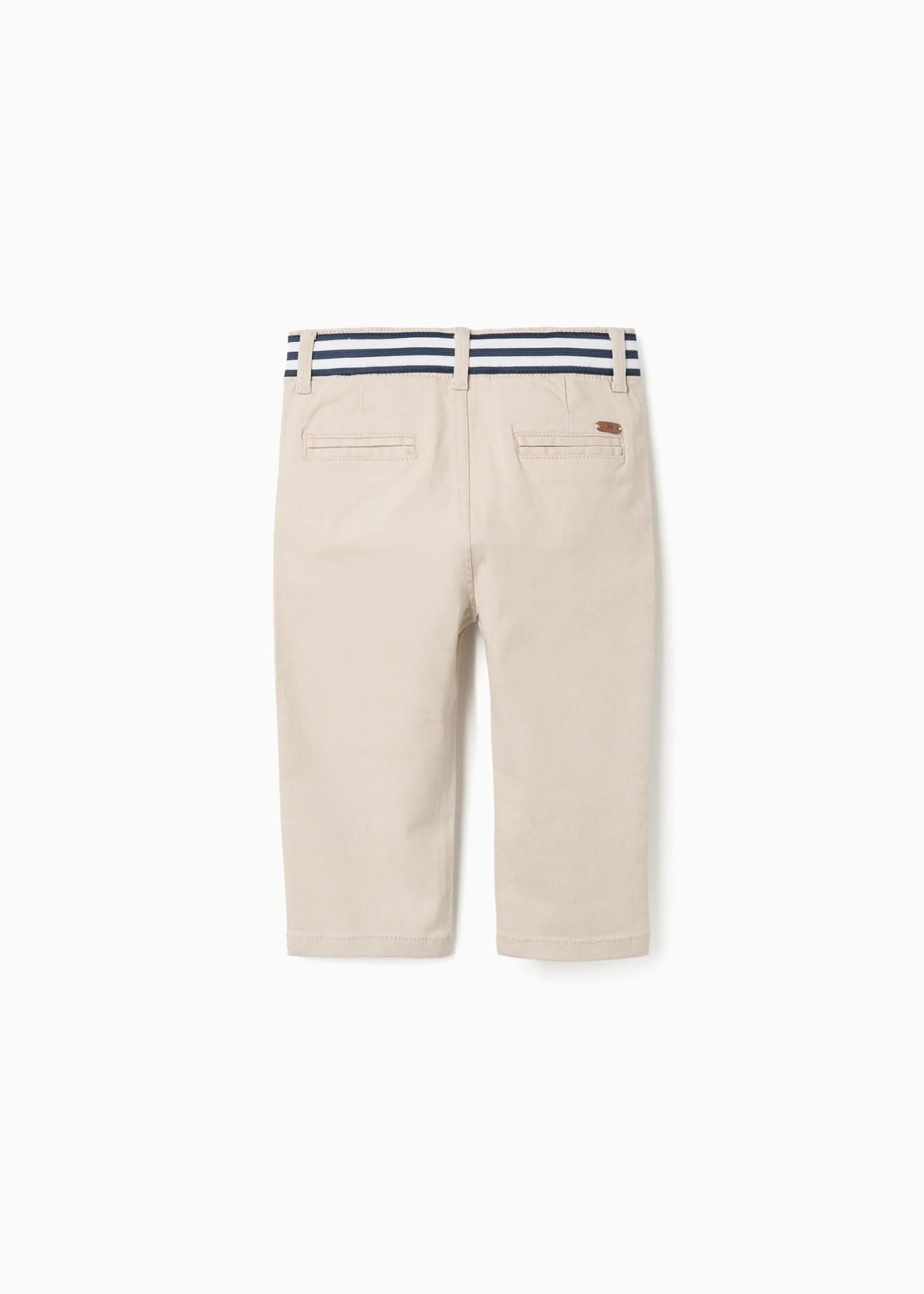 Calças chino de sarja com banda elástica para bebé menino, bege