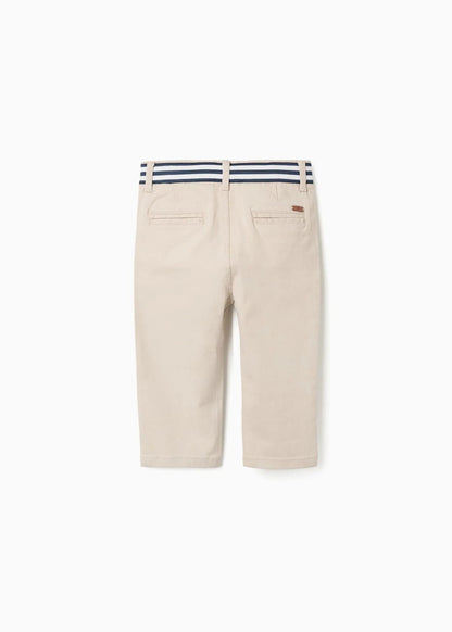 Calças chino de sarja com banda elástica para bebé menino, bege
