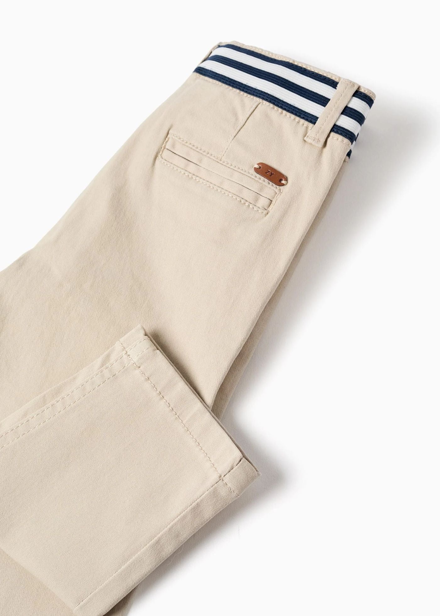 Calças chino de sarja com banda elástica para bebé menino, bege