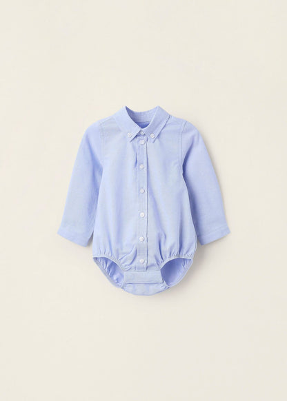 Body-Camisa de Algodão para Recém-Nascido, Azul