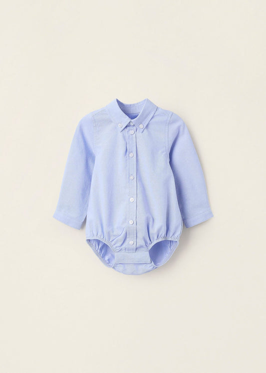 Body-Camisa de Algodão para Recém-Nascido, Azul