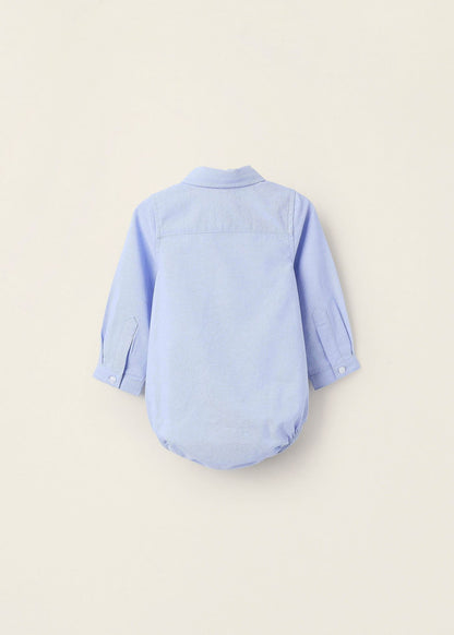 Body-Camisa de Algodão para Recém-Nascido, Azul