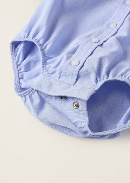 Body-Camisa de Algodão para Recém-Nascido, Azul