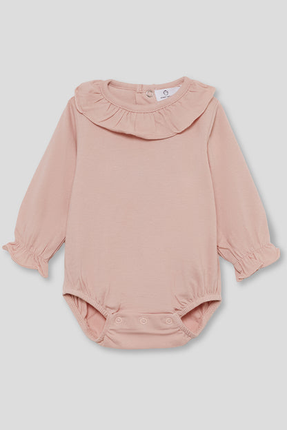 Bodie com gola cor de rosa de bebé menina