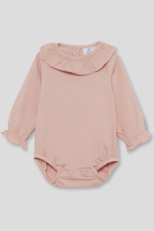 Bodie com gola cor de rosa de bebé menina