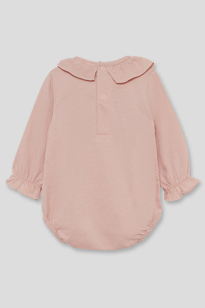 Bodie com gola cor de rosa de bebé menina