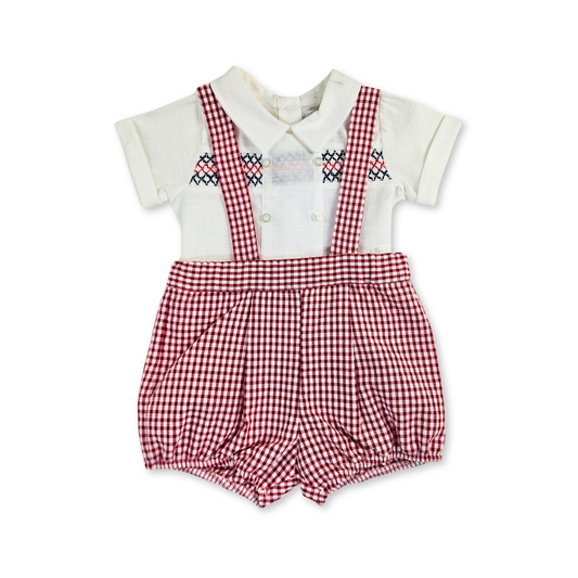 Jardineira e camisa de bebé