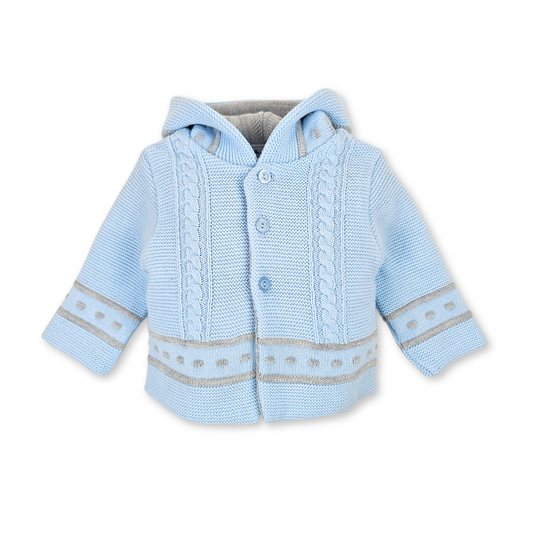 Casaco de Malha Azul com Capuz para Menino