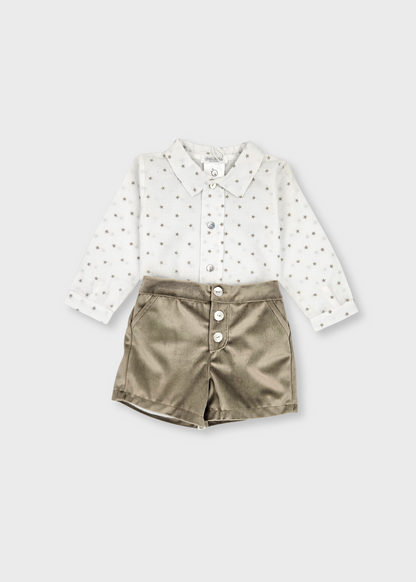 Conjunto de menino Camisa e Calção Veludo