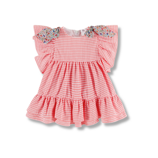Vestido de manga curta com laço