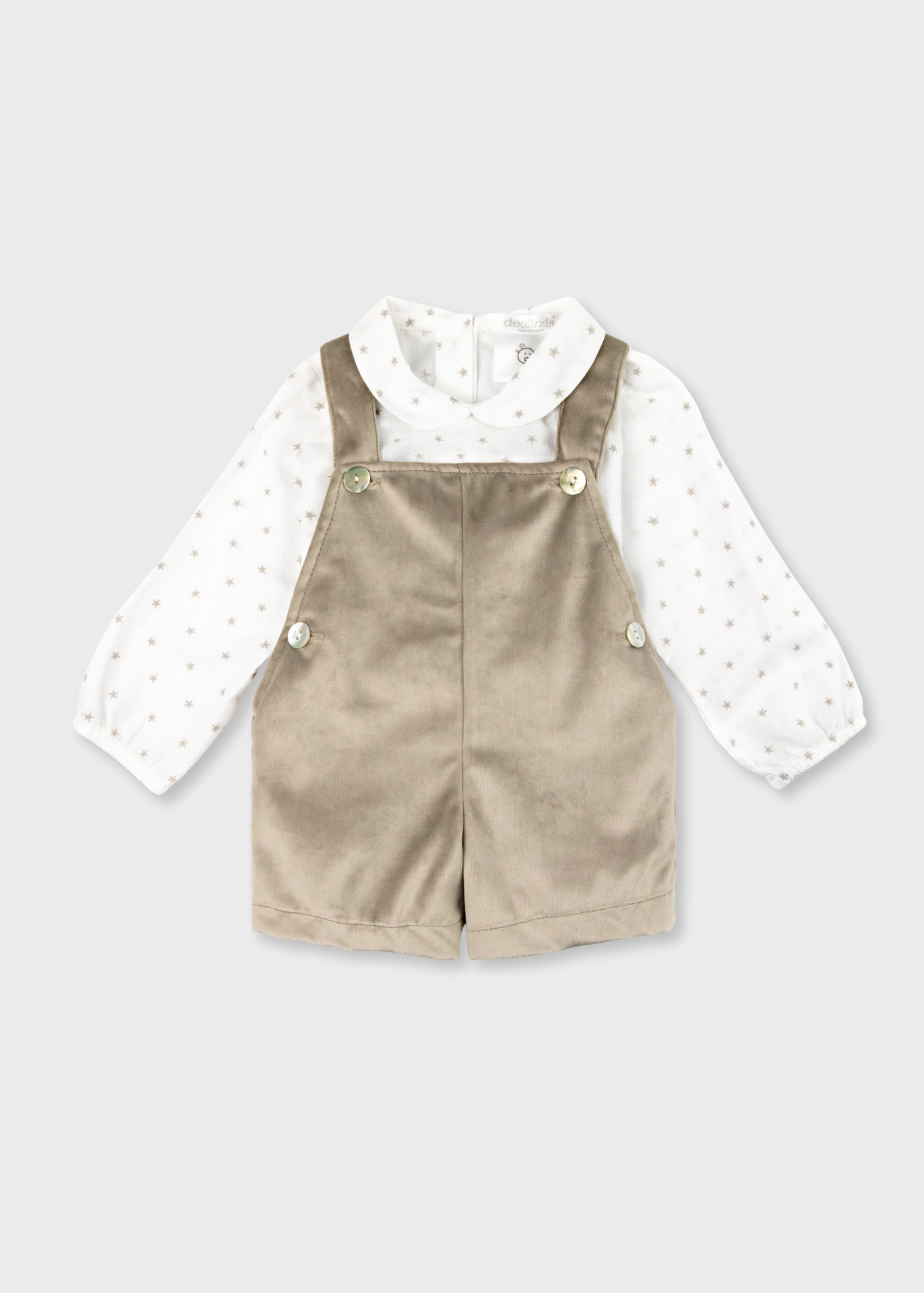 Jardineira e Camisa em veludo para menino
