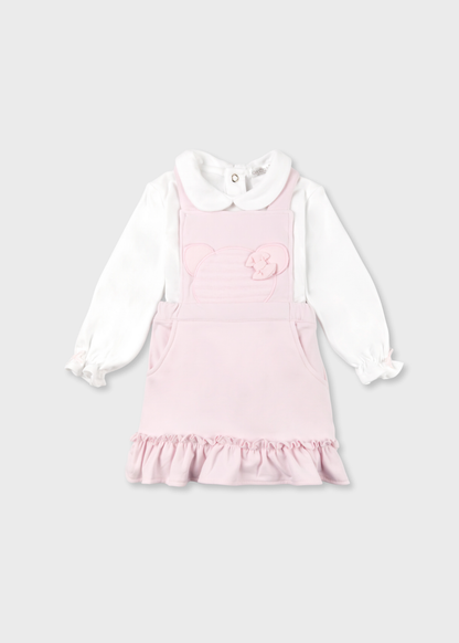 Jardineira e Camisola Cardada para menina