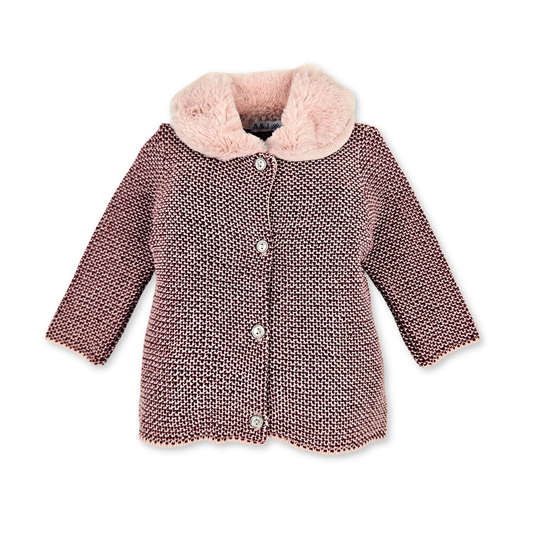 Casaco de Algodão Rosa com Gola Peluche