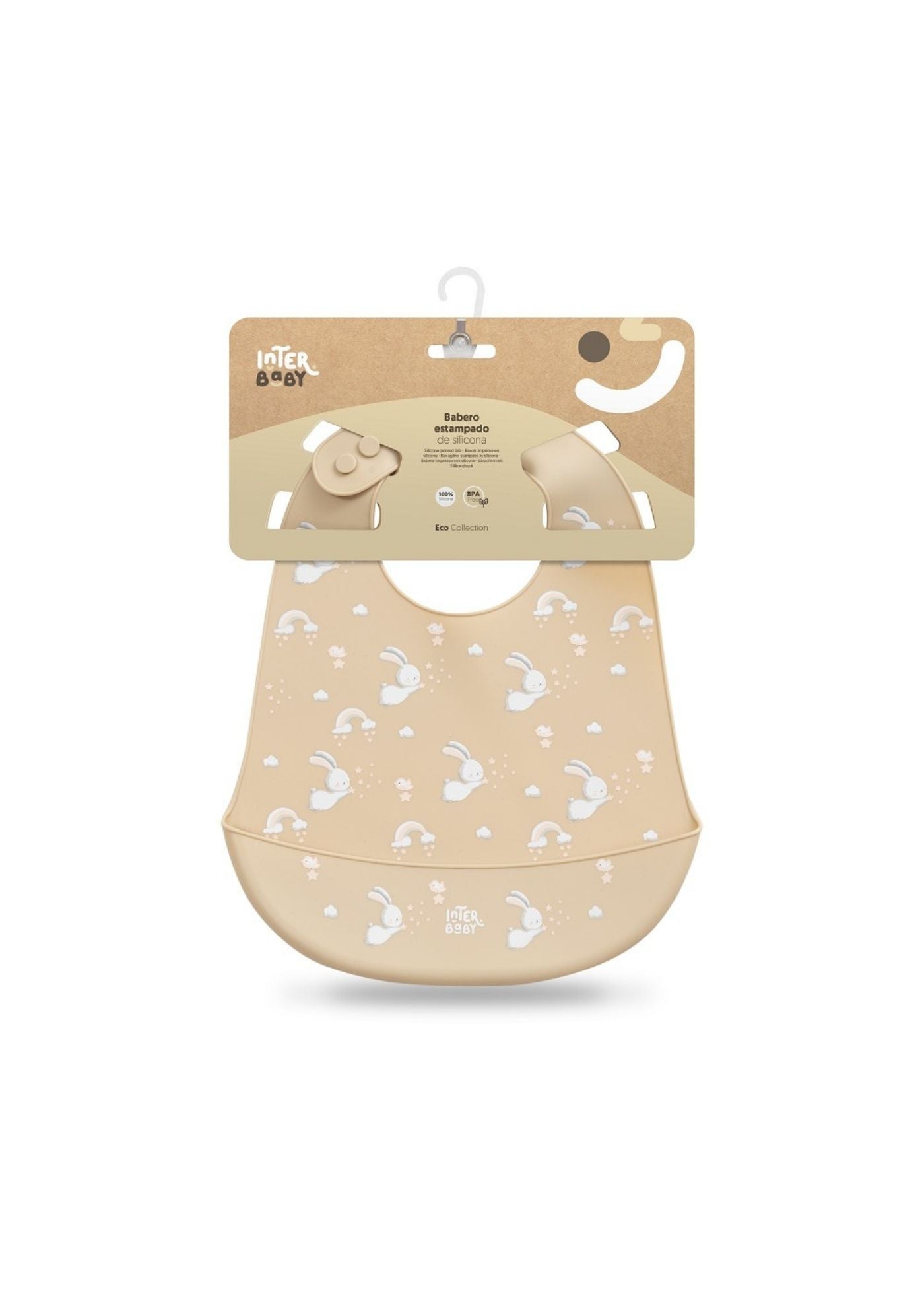 Babete de silicone coelhos interbaby, bege