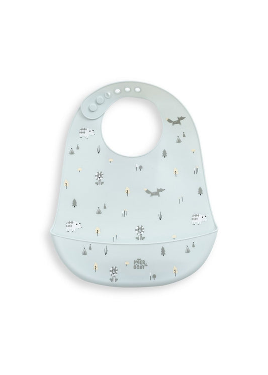 Babete de silicone raposas interbaby, azul
