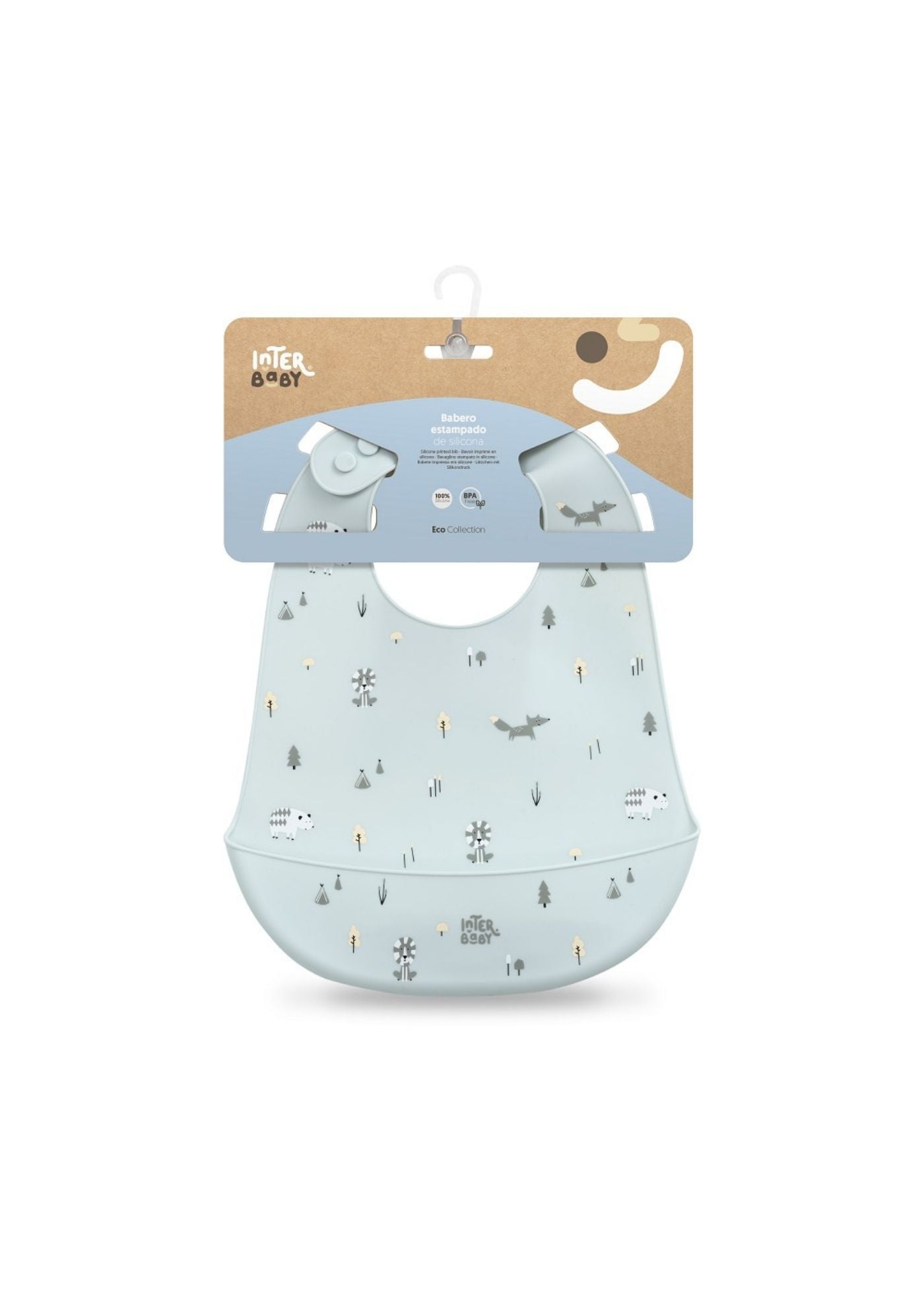 Babete de silicone raposas interbaby, azul