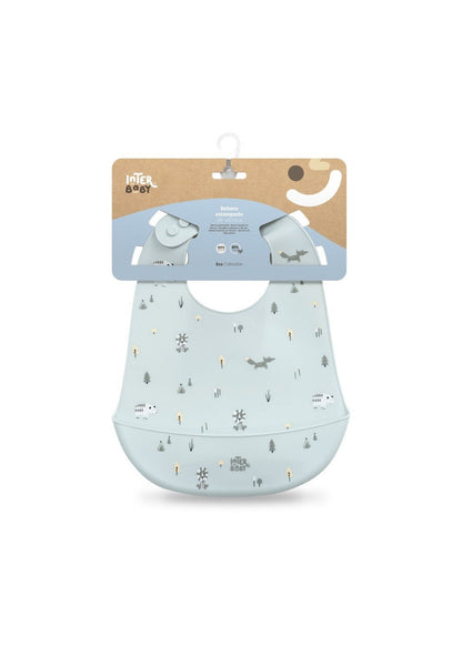 Babete de silicone raposas interbaby, azul