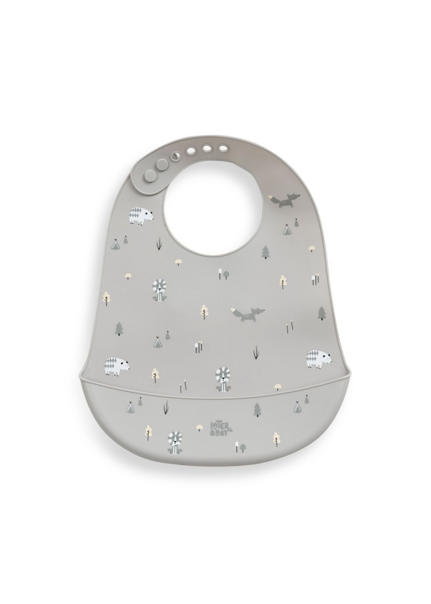 Babete de silicone raposas interbaby, cinzenta