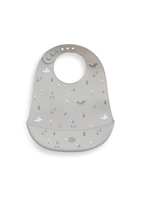 Babete de silicone raposas interbaby, cinzenta