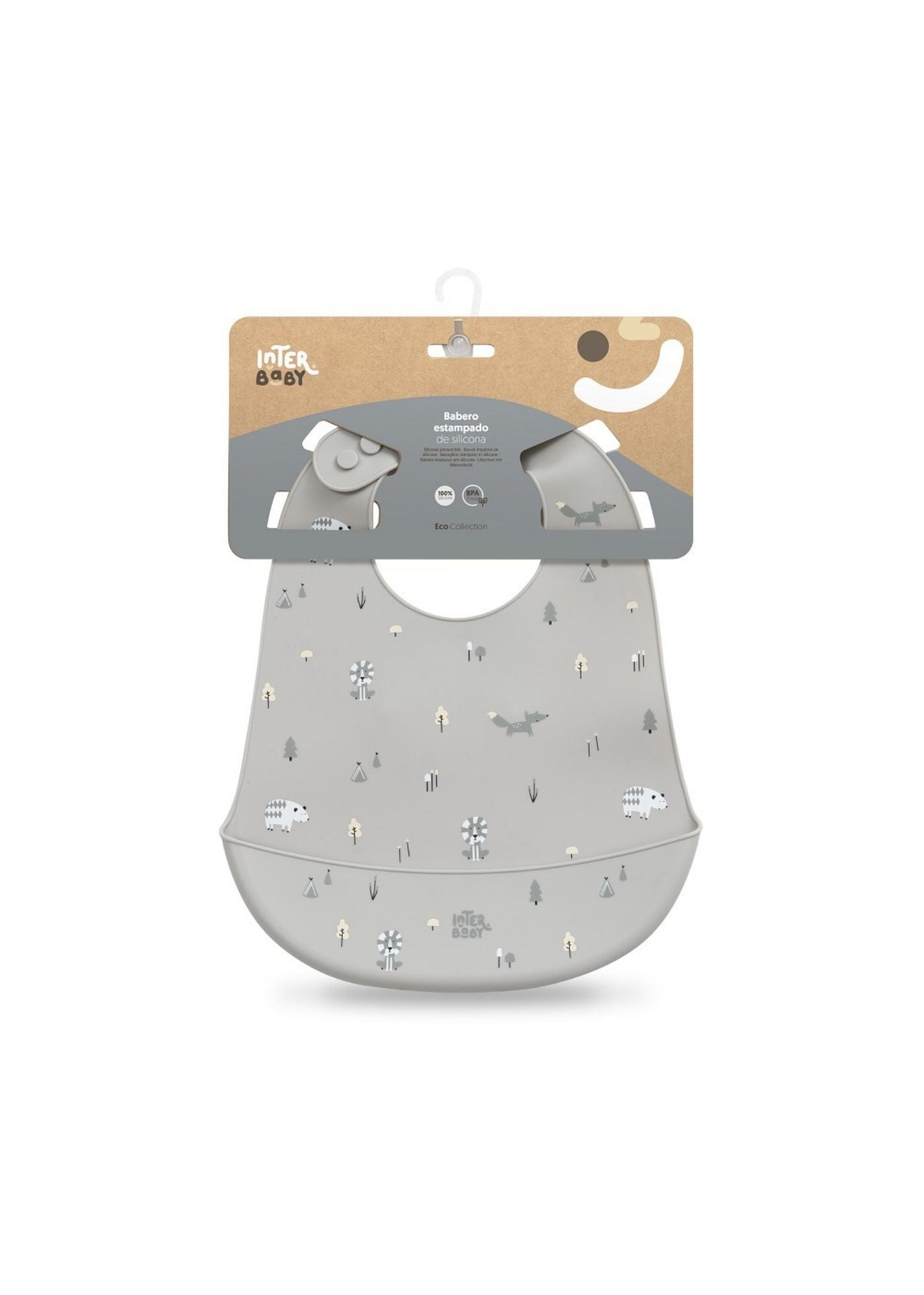 Babete de silicone raposas interbaby, cinzenta