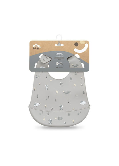 Babete de silicone raposas interbaby, cinzenta