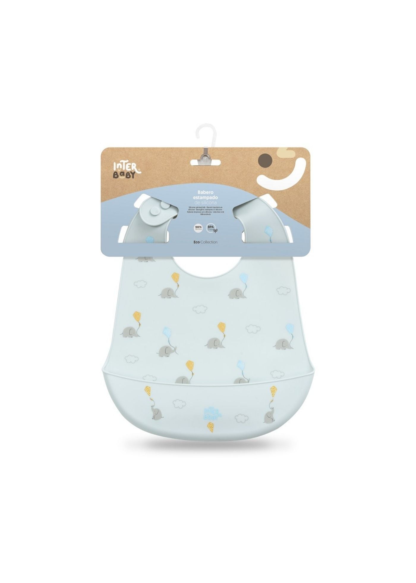 Babete de silicone elefantes interbaby, azul
