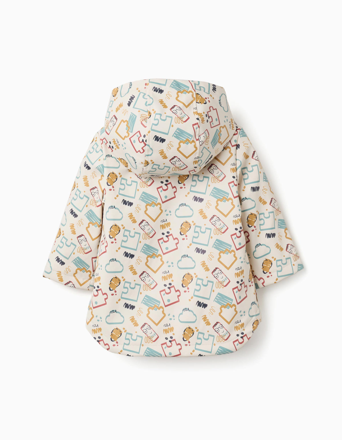 Parka de borracha acolchoada com capuz para bebé menino, branco