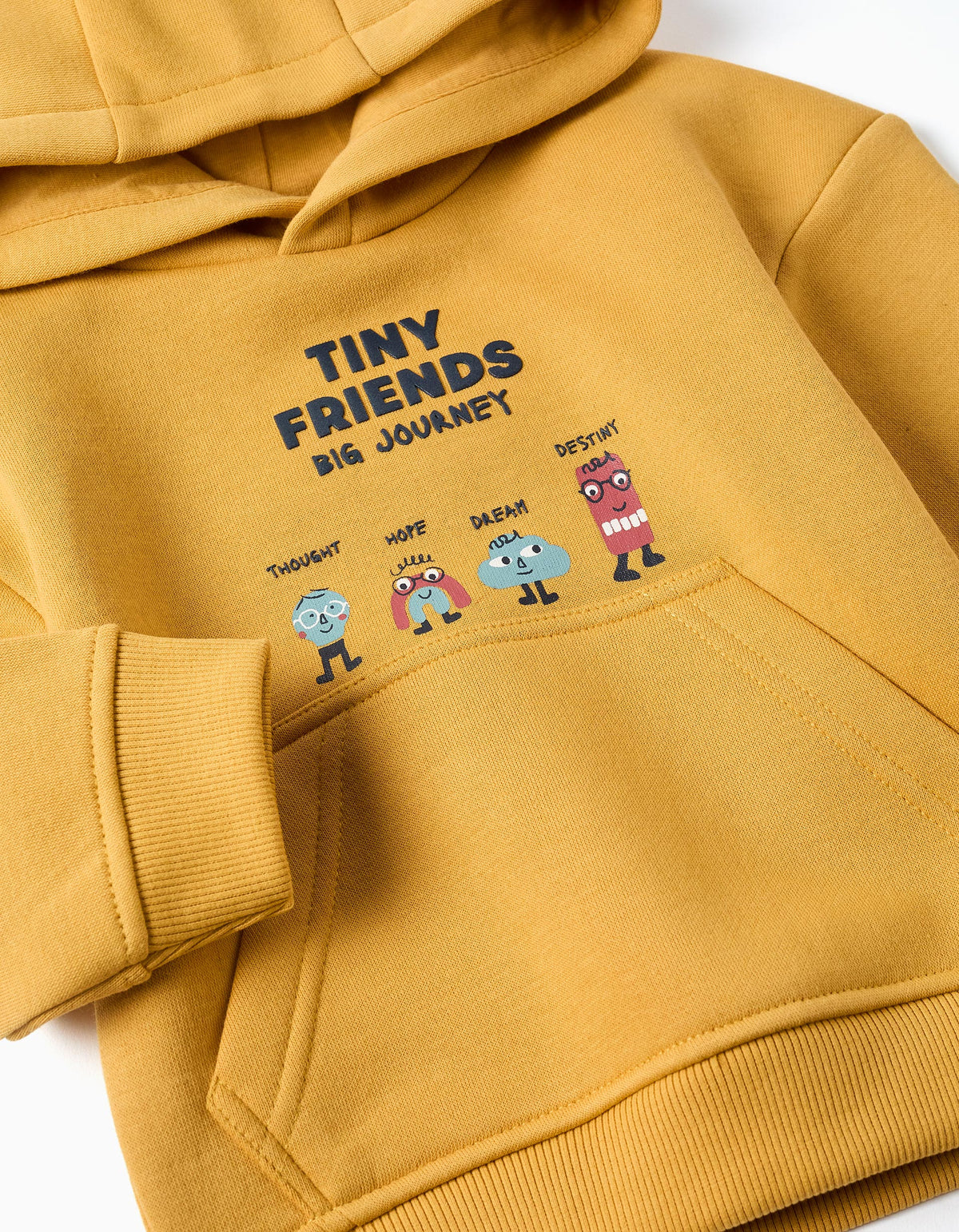 Sweat cardada com capuz Tiny Friends para bebé menino, amarelo