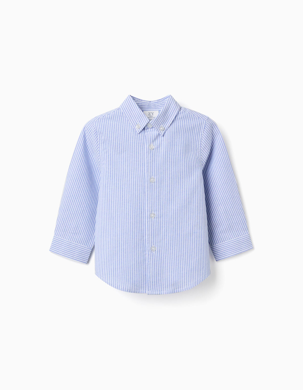Camisa Oxford às Riscas para Bebé Menino, Branco/Azul