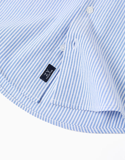 Camisa Oxford às Riscas para Bebé Menino, Branco/Azul