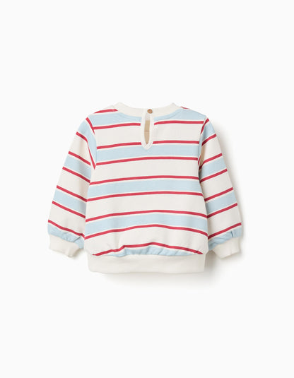 Sweat cardada às riscas Minnie para bebé e menina, multicolor