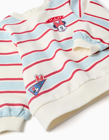 Sweat cardada às riscas Minnie para bebé e menina, multicolor