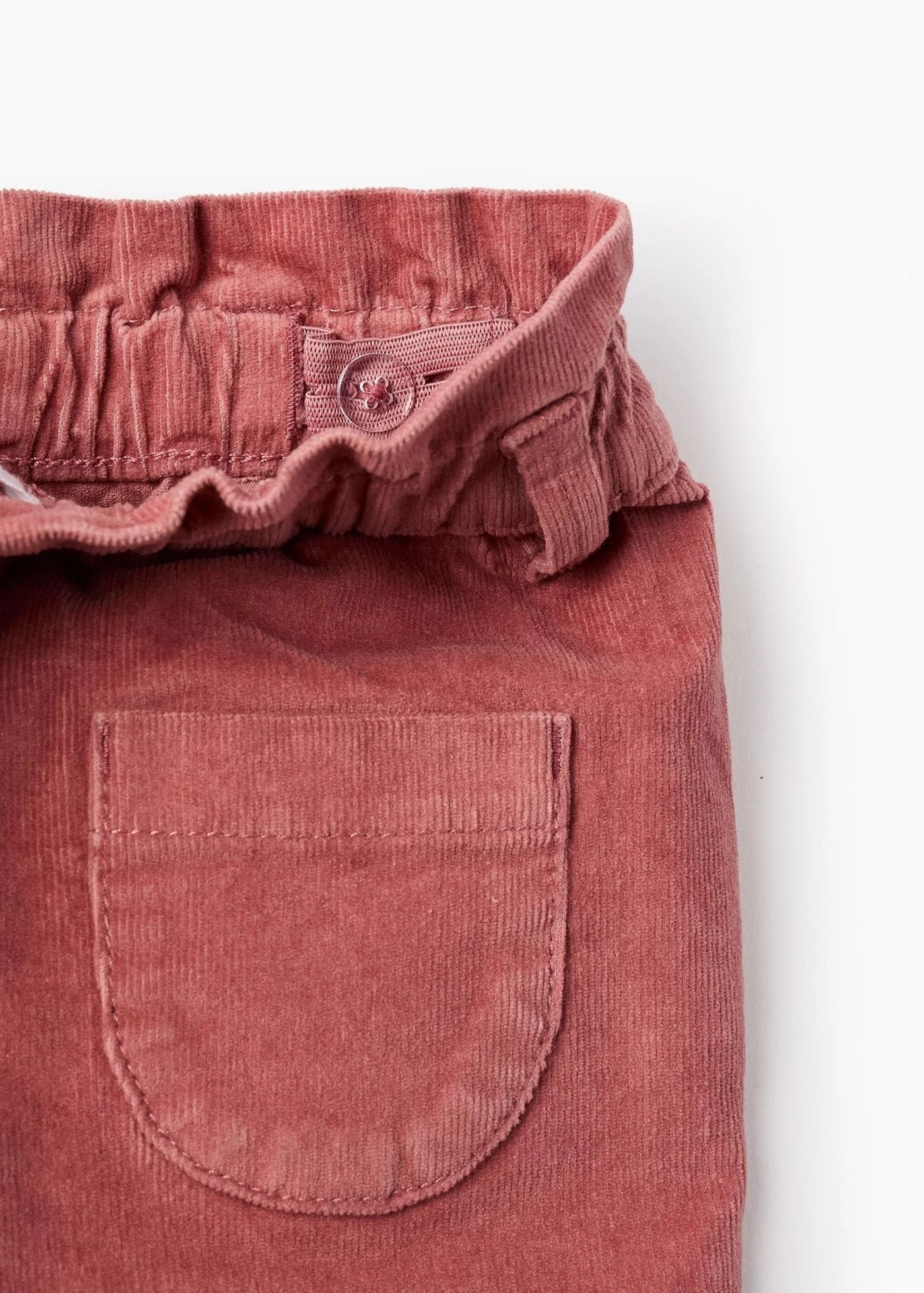 Calças de Bombazine com Cintura Paperbag para Bebé Menina, Rosa