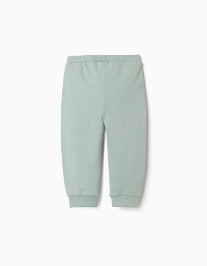 Calças cardadas com coração estampado para bebé menina, verde-claro