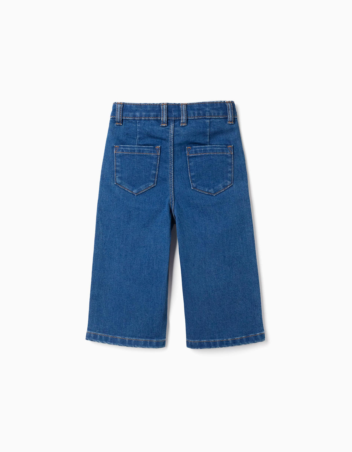 Calças de ganga wide leg com 4 bolsos para bebé menina, azul