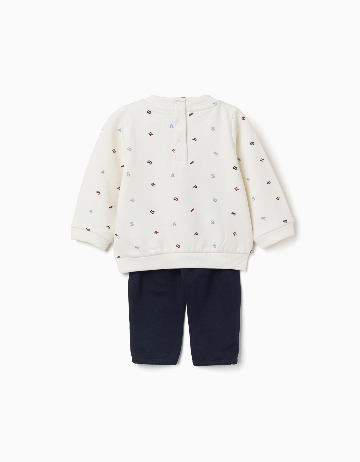 Conjunto cardado com bordado bouclé para recém-nascido, branco/azul